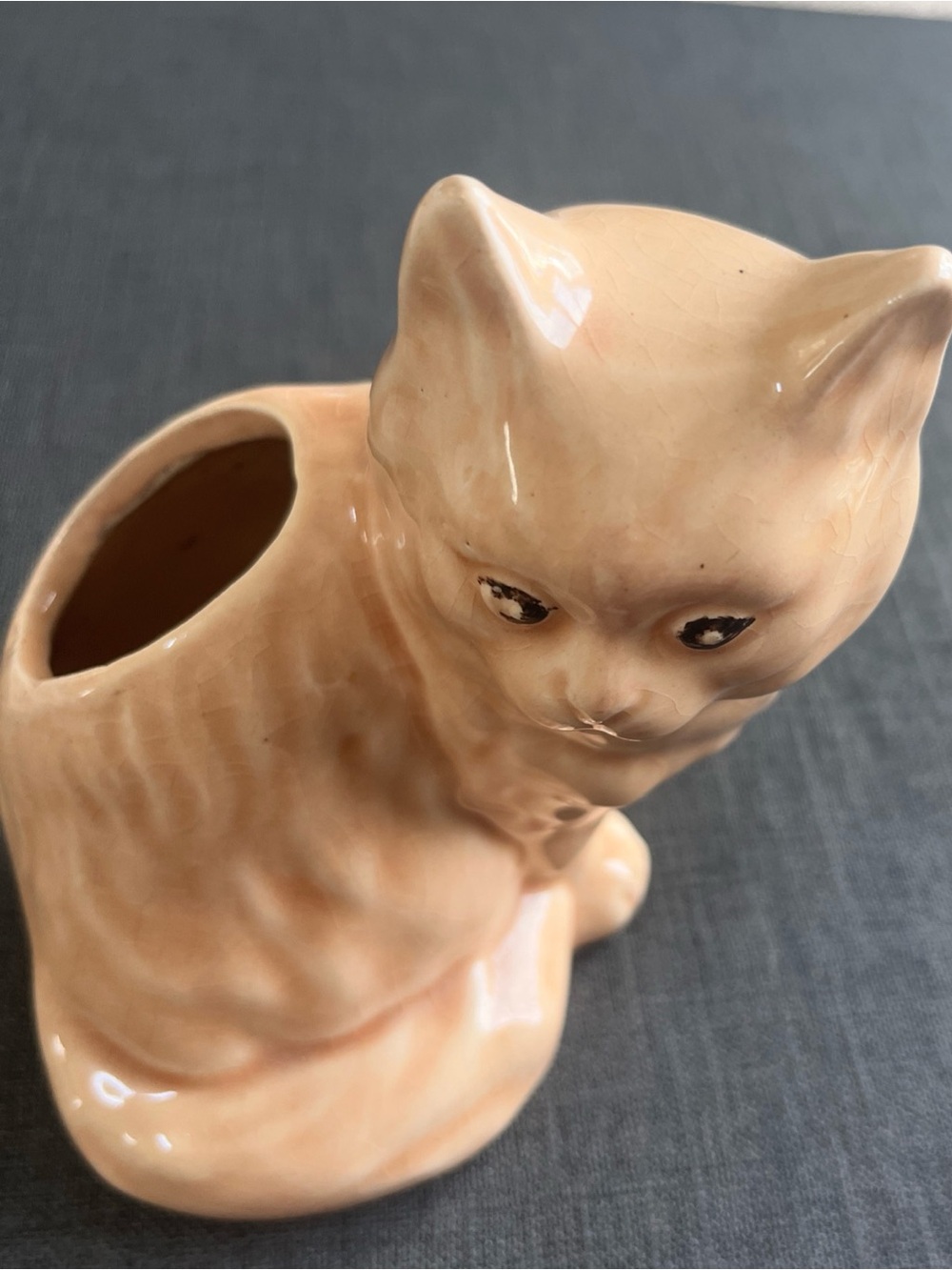 Vintage American Bisque Cat Planter Tan 179